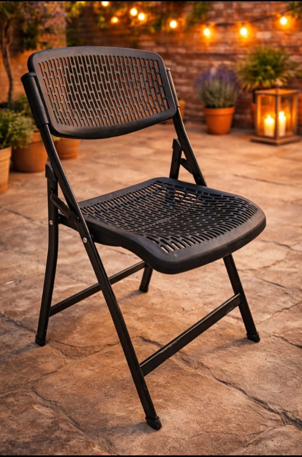 Sates Folding Metal Chair with Nylon Seat and Backrest